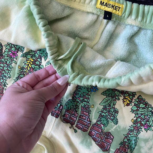 MARKET Arc Hawaiian Garden Tie Dye Green Sweatpants Size Large - Picture 4 of 8